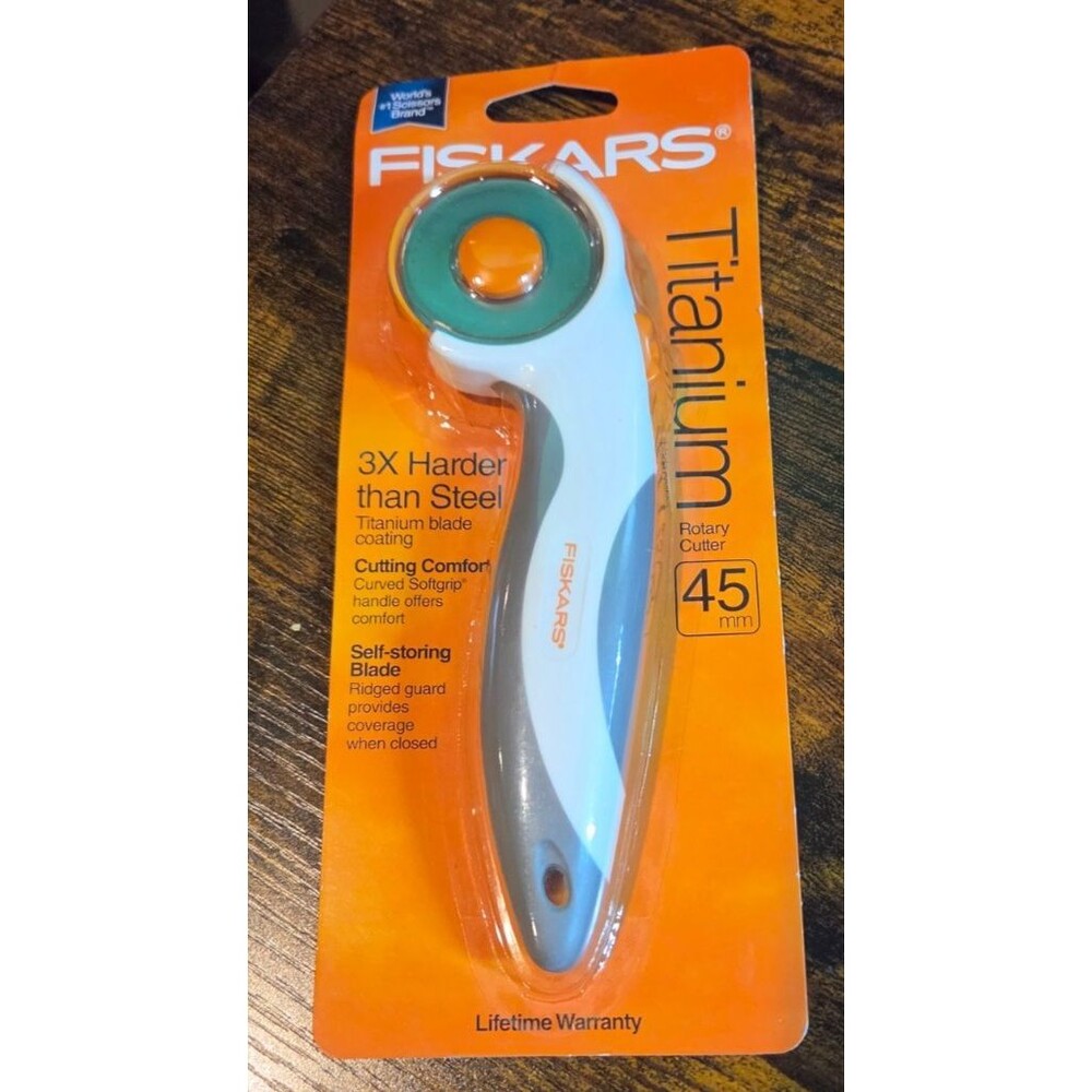 Fiskars Titanium 45mm Rotary Cutter 3x Harder than Steel # 01-005828